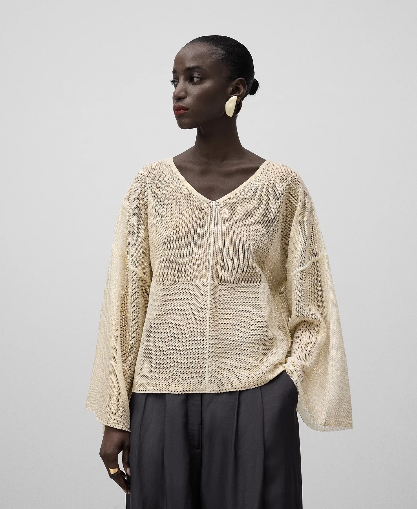 Customizable Lightweight Sheer Knit V-Neck Top - Wholesale, Low MOQ, Ideal for Spring/Summer Collections