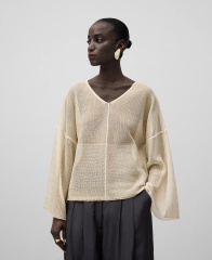Customizable Lightweight Sheer Knit V-Neck Top - Wholesale, Low MOQ, Ideal for Spring/Summer Collections