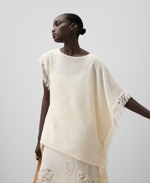 Customizable Fringed Asymmetric Embroidered Poncho Top - Wholesale, Low MOQ, Perfect for Summer Collections