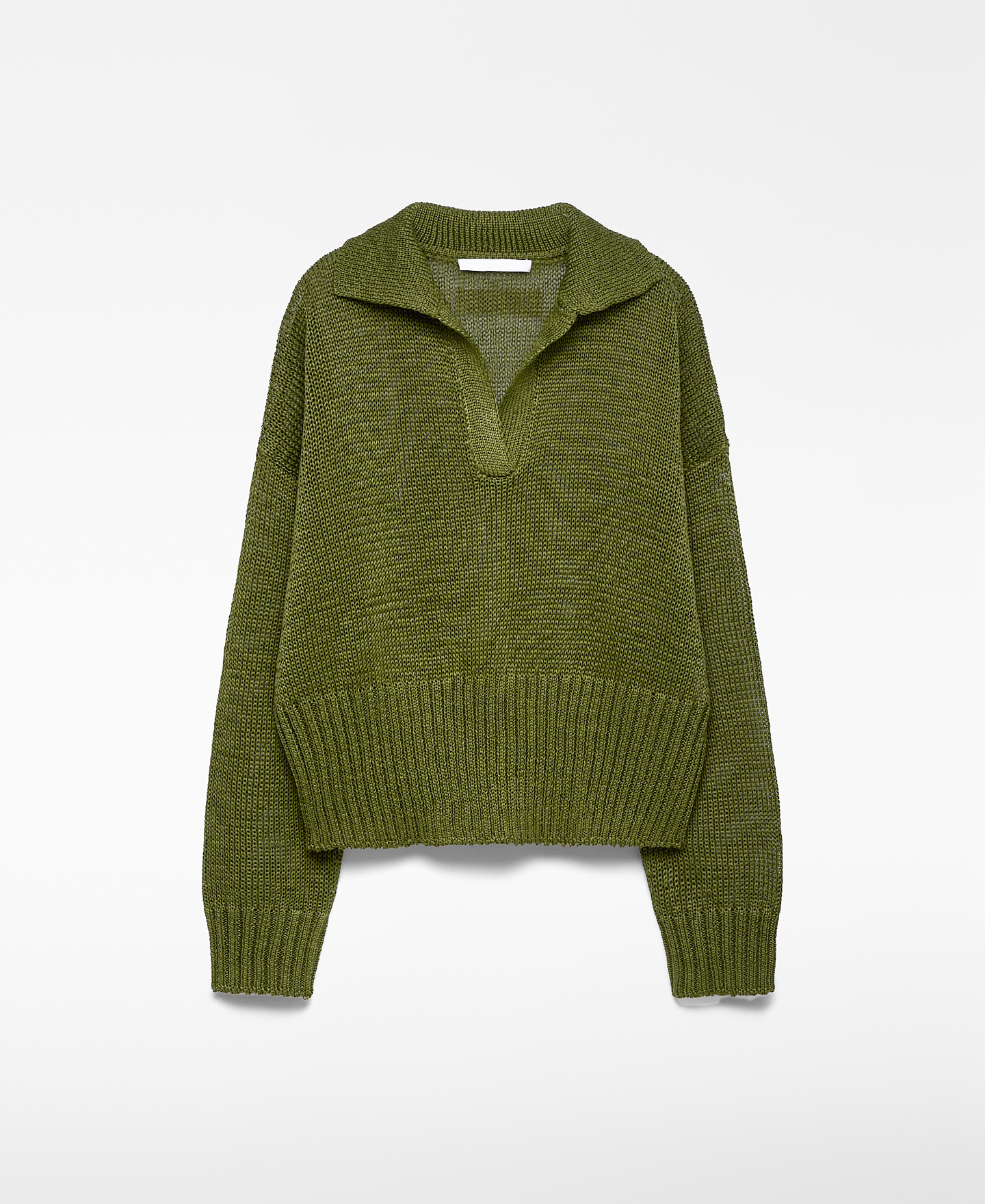 Customizable Textured Knit Collared Pullover Sweater – Olive Green | Wholesale, Low MOQ, Perfect for Transitional Seasons