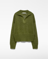 Customizable Textured Knit Collared Pullover Sweater – Olive Green | Wholesale, Low MOQ, Perfect for Transitional Seasons