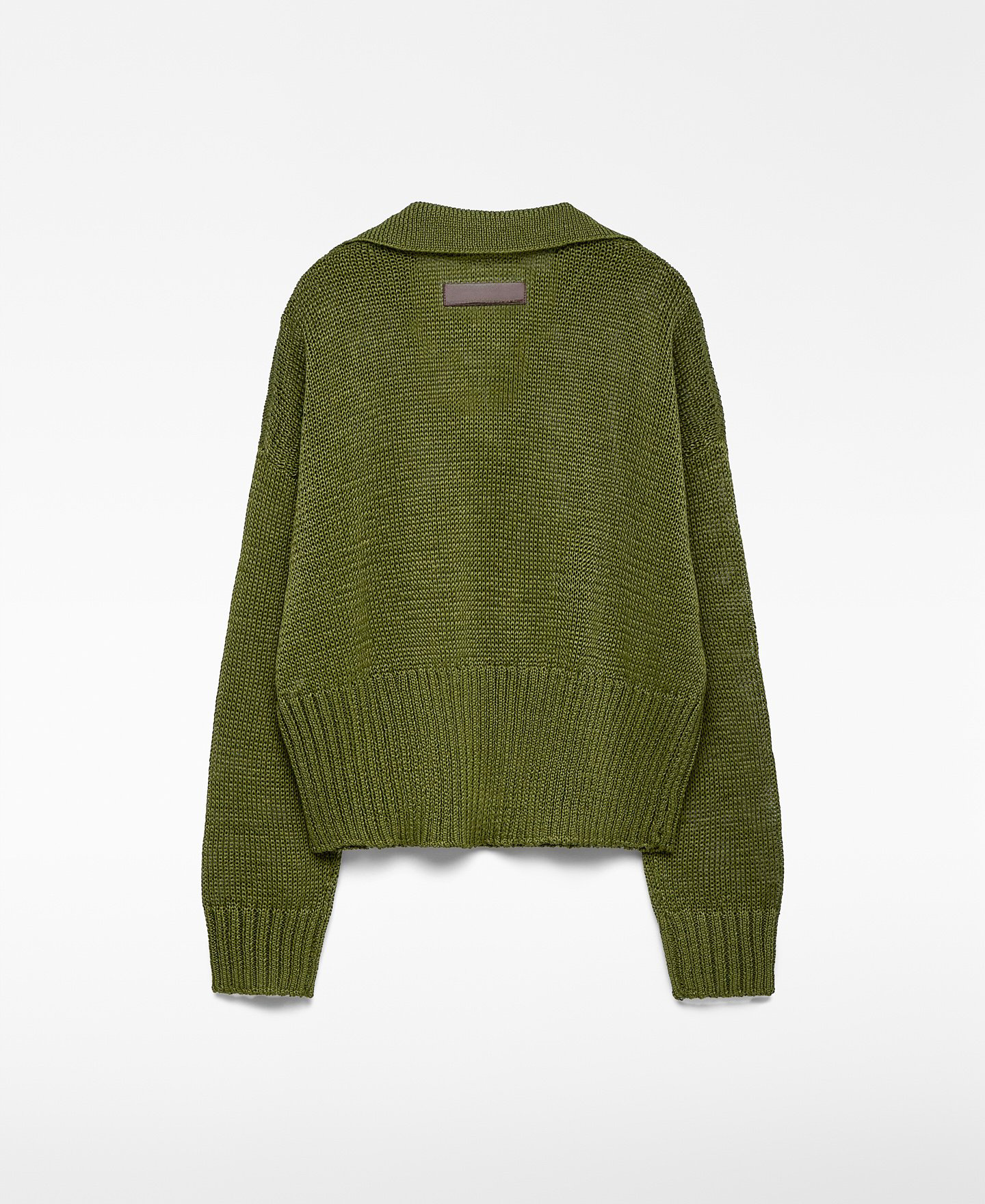 Customizable Textured Knit Collared Pullover Sweater – Olive Green | Wholesale, Low MOQ, Perfect for Transitional Seasons