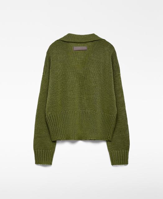 Customizable Textured Knit Collared Pullover Sweater – Olive Green | Wholesale, Low MOQ, Perfect for Transitional Seasons