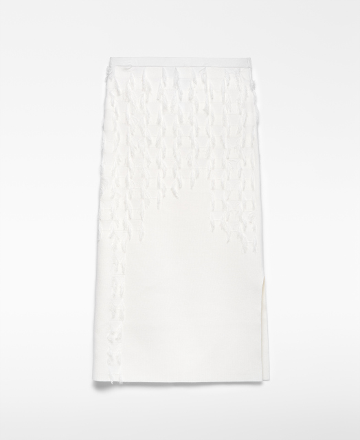 Customizable White Feather-Embellished Midi Skirt & Top Set | Wholesale, Low MOQ, Perfect for Evening Wear