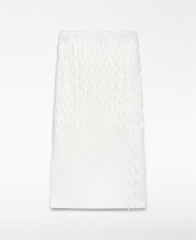 Customizable White Feather-Embellished Midi Skirt & Top Set | Wholesale, Low MOQ, Perfect for Evening Wear