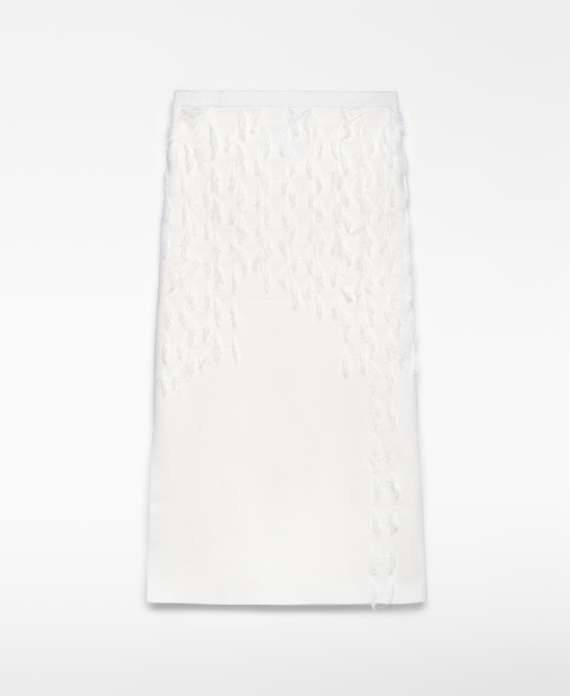 Customizable White Feather-Embellished Midi Skirt & Top Set | Wholesale, Low MOQ, Perfect for Evening Wear