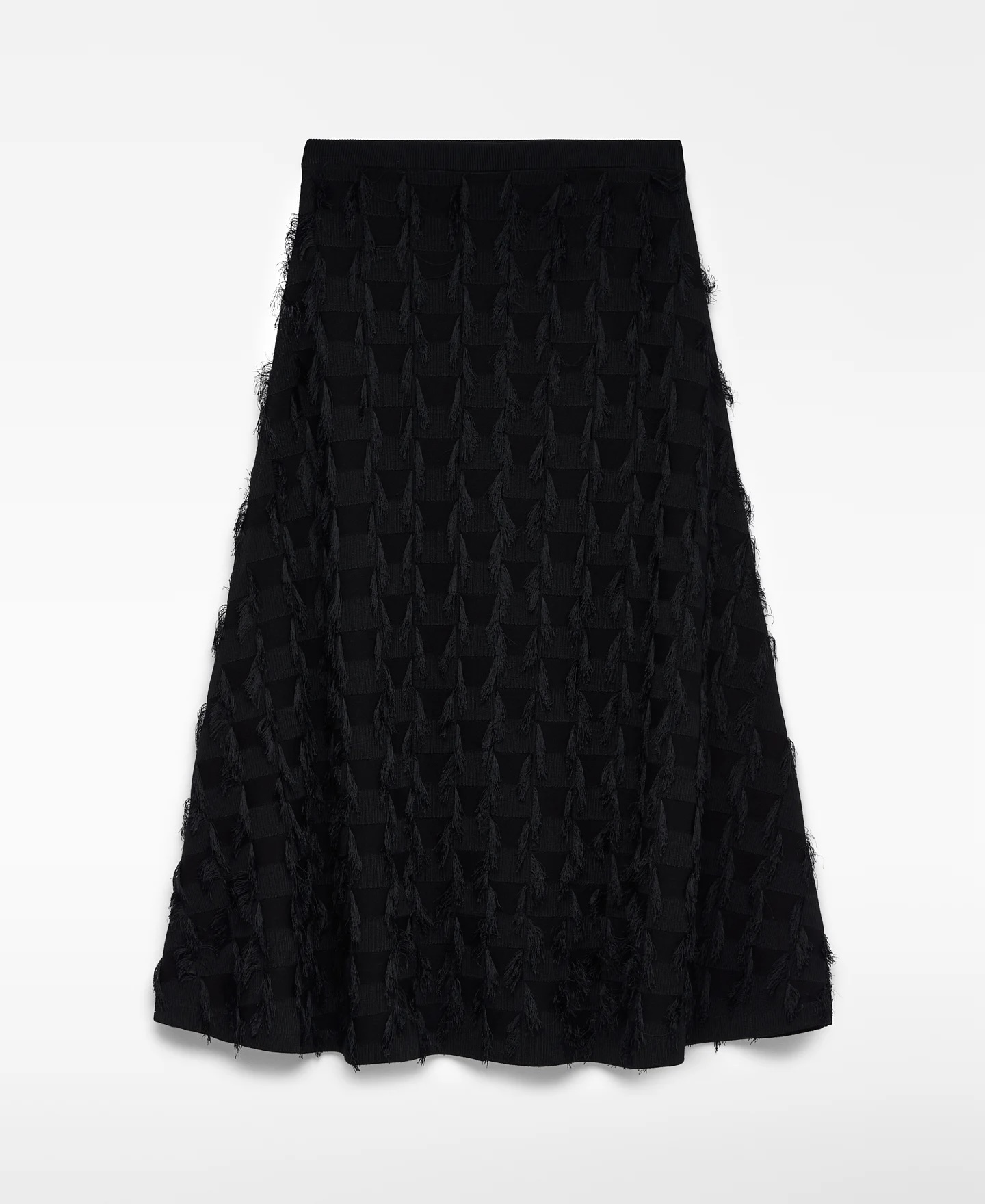 Customize Black Textured Pleated Midi Skirt and Jacket Set