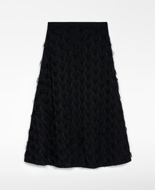 Customize Black Textured Pleated Midi Skirt and Jacket Set