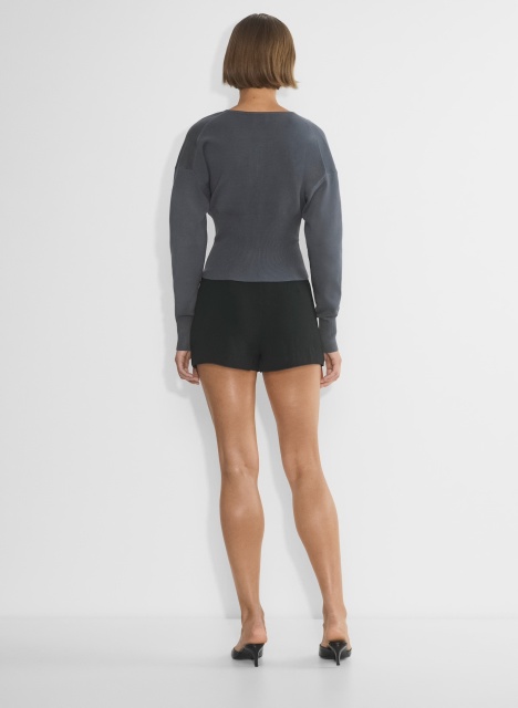 Custom Grey Ribbed Cardigan and Black Mini Skirt Set | Wholesale & Bulk Orders | OEM/ODM Services | Manufacturer by Jubaodi