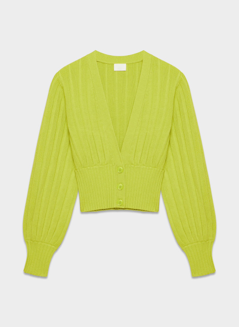 Custom Lime Green Ribbed Knit Cardigan | Wholesale, Bulk Orders, OEM/ODM Services | Manufacturer by Jubaodi