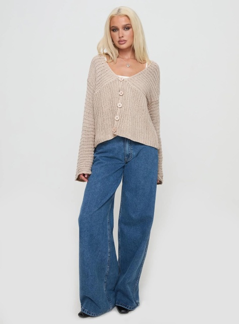 Jubaodi Custom Women’s Button Front Knit Cardigan in Beige – Wholesale & OEM/ODM Customizable Knitwear for Retailers