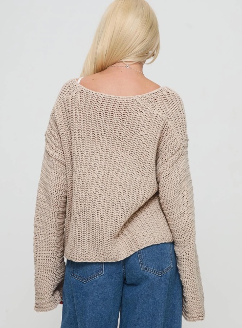 Jubaodi Custom Women’s Button Front Knit Cardigan in Beige – Wholesale & OEM/ODM Customizable Knitwear for Retailers