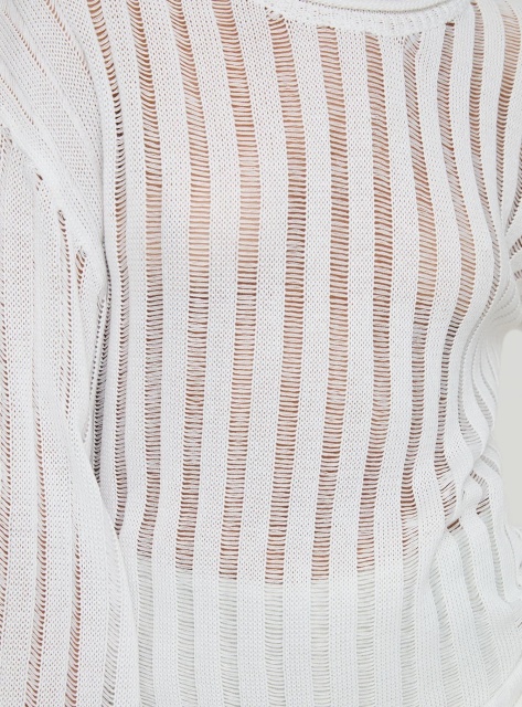 Jubaodi Custom Women’s Oversized Striped Knit Sweater in White – OEM/ODM Wholesale & Custom Apparel Manufacturing
