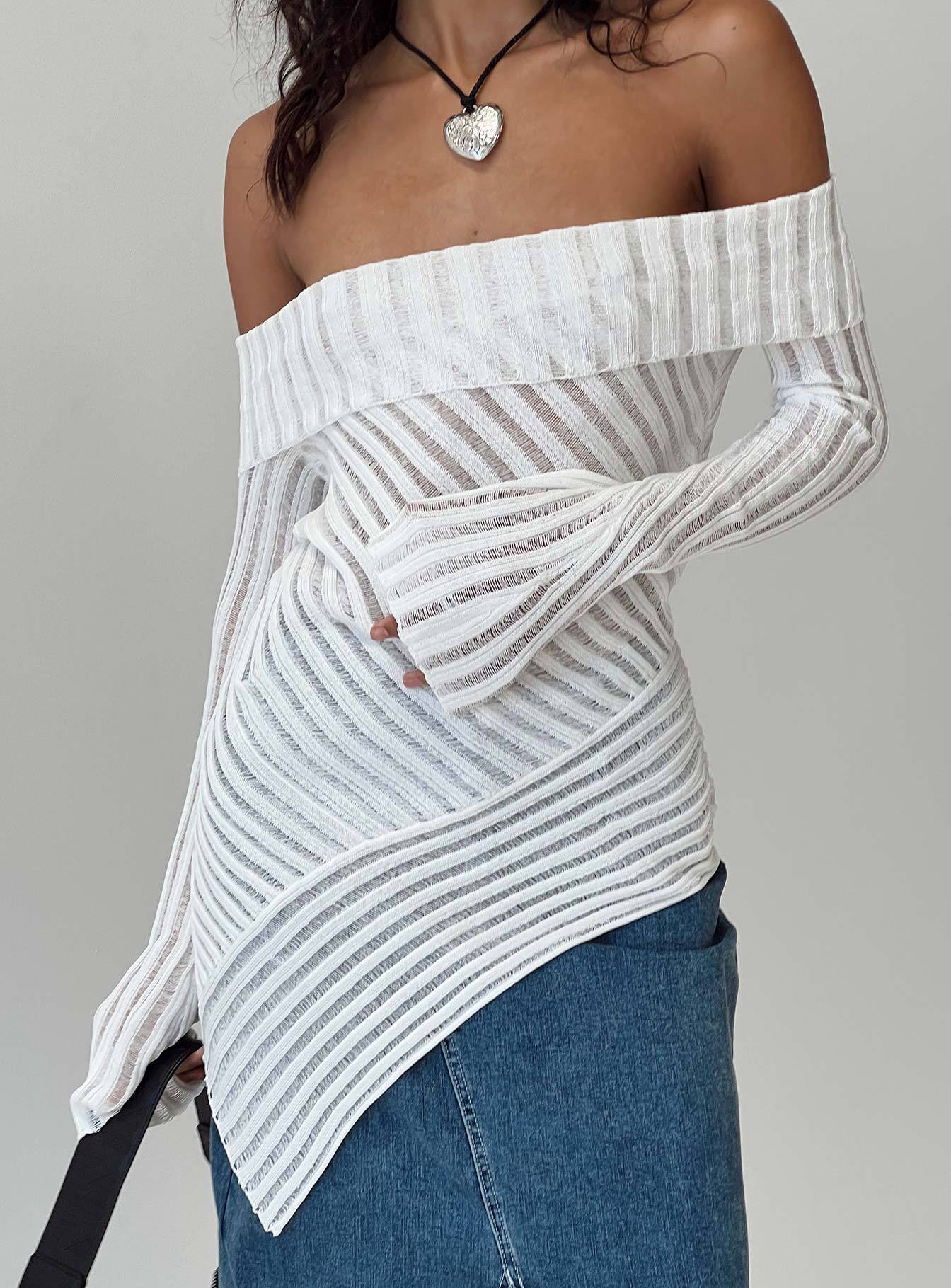 Jubaodi Custom Women’s Off-Shoulder Striped Mesh Top - Personalized Wholesale & OEM/ODM Services