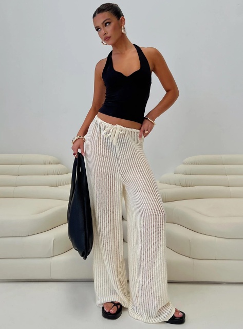 Jubaodi Custom Women’s Open-Knit Wide-Legged Palazzo Pants - Wholesale & OEM/ODM Manufacturing