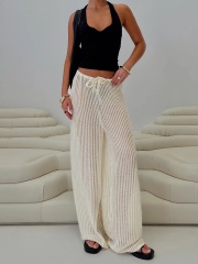 Jubaodi Custom Women’s Open-Knit Wide-Legged Palazzo Pants - Wholesale & OEM/ODM Manufacturing