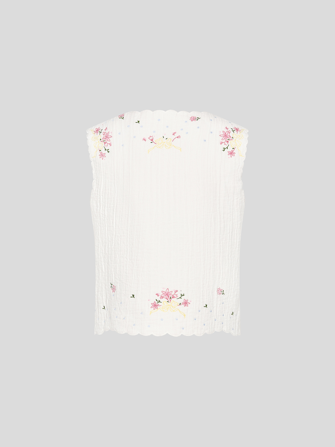 Customize Floral Embroidered Lace-Up Vest – Wholesale Customizable Vest for Retailers