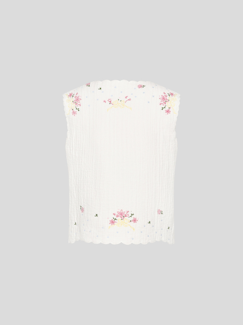 Customize Floral Embroidered Lace-Up Vest – Wholesale Customizable Vest for Retailers