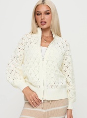 OEM/ODM Women's Crochet Knit Zip-Up Sweater – Customizable Knit Sweater for Wholesale Retailers
