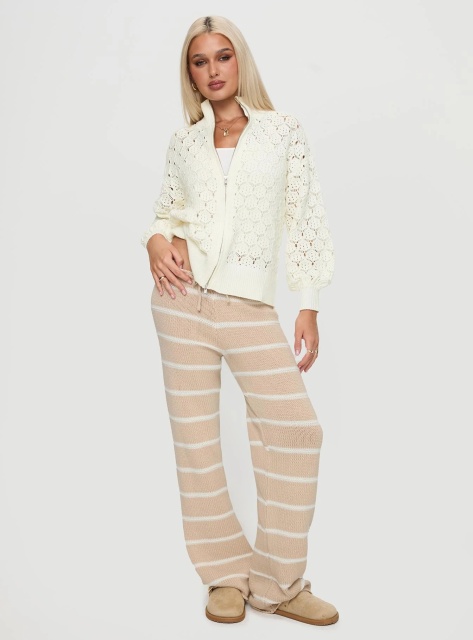 OEM/ODM Women's Crochet Knit Zip-Up Sweater – Customizable Knit Sweater for Wholesale Retailers