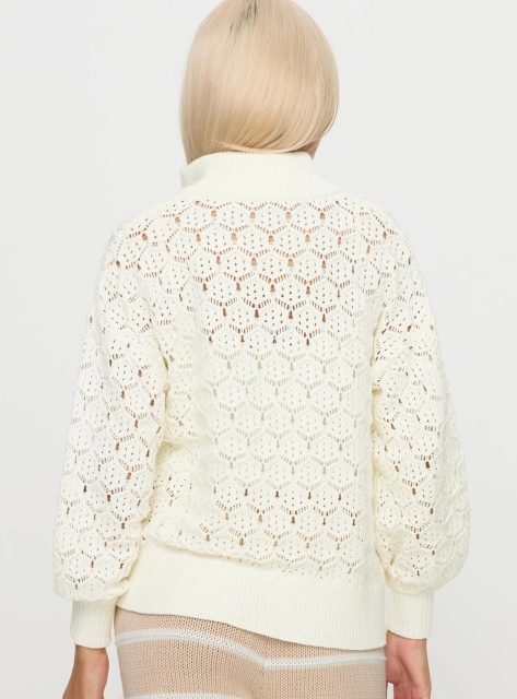 OEM/ODM Women's Crochet Knit Zip-Up Sweater – Customizable Knit Sweater for Wholesale Retailers