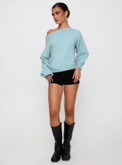 Wholesale Women’s Off-Shoulder Balloon Sleeve Sweater – Customizable Knit Sweater for Retailers