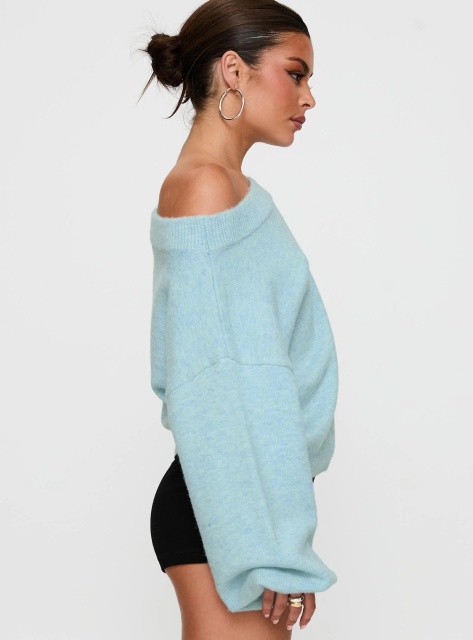 Wholesale Women’s Off-Shoulder Balloon Sleeve Sweater – Customizable Knit Sweater for Retailers