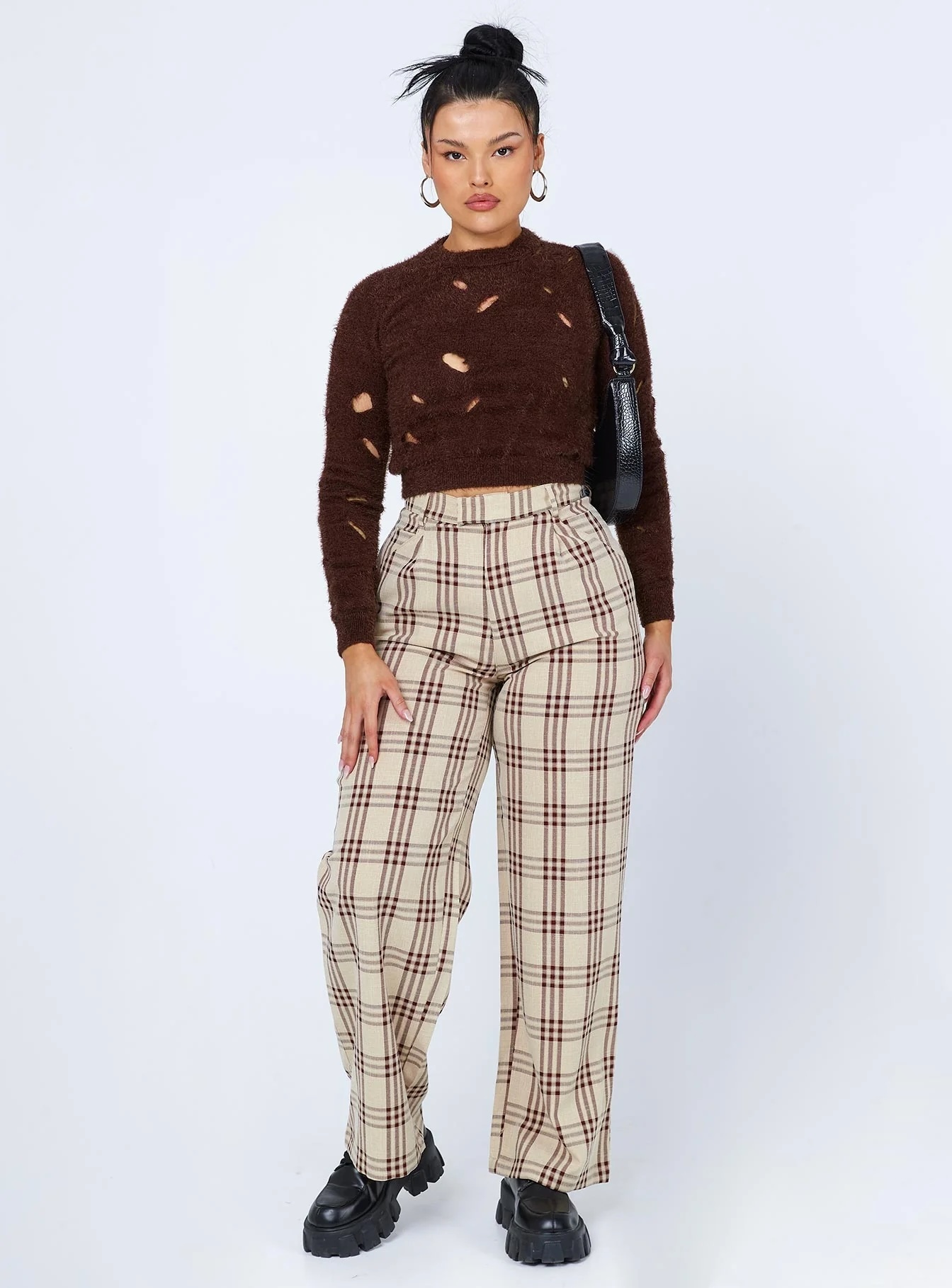 Personalized Women's Distressed Cropped Knit Sweater – Customizable Wholesale Sweater for Retailers