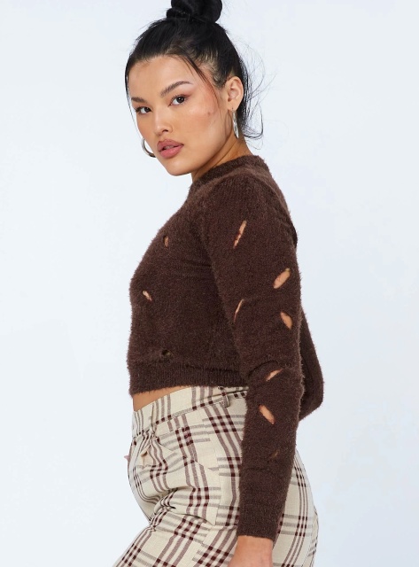 Personalized Women's Distressed Cropped Knit Sweater – Customizable Wholesale Sweater for Retailers