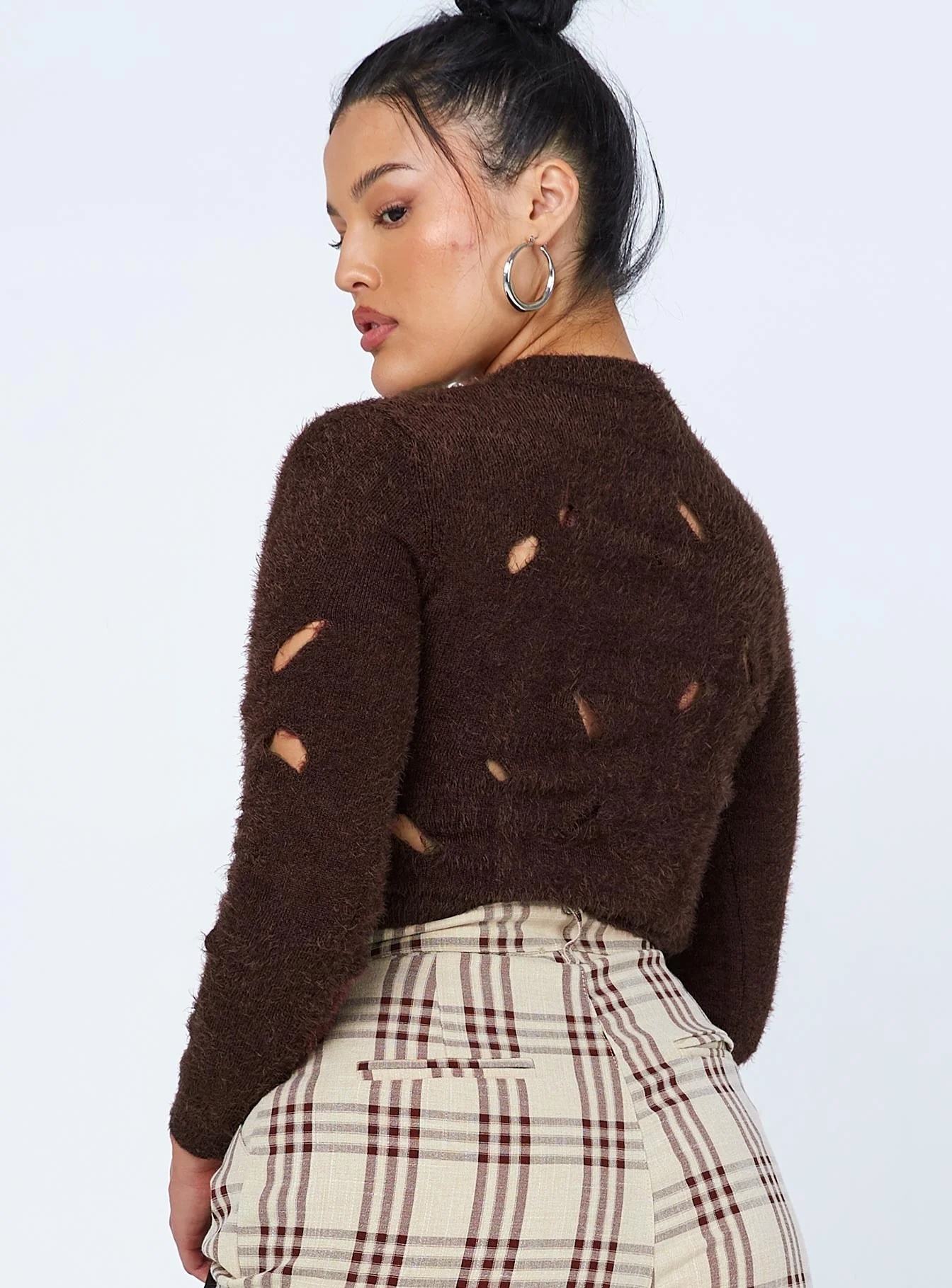 Personalized Women's Distressed Cropped Knit Sweater – Customizable Wholesale Sweater for Retailers