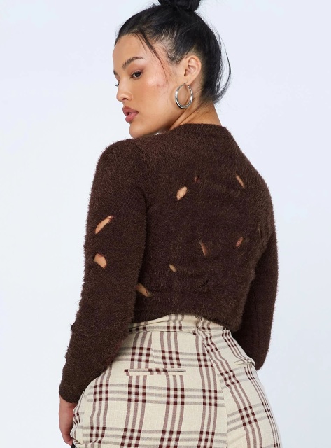 Personalized Women's Distressed Cropped Knit Sweater – Customizable Wholesale Sweater for Retailers