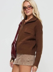 Made-to-Order Women's Zip-Up Pocketed Knit Sweater – Customizable Knit Sweater for Wholesale Retailers