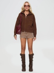 Made-to-Order Women's Zip-Up Pocketed Knit Sweater – Customizable Knit Sweater for Wholesale Retailers