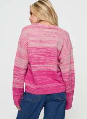 Customized Pink Ombre Knit Cardigan – Wholesale Lightweight Cardigan with V-Neck and Button Front for Retailers
