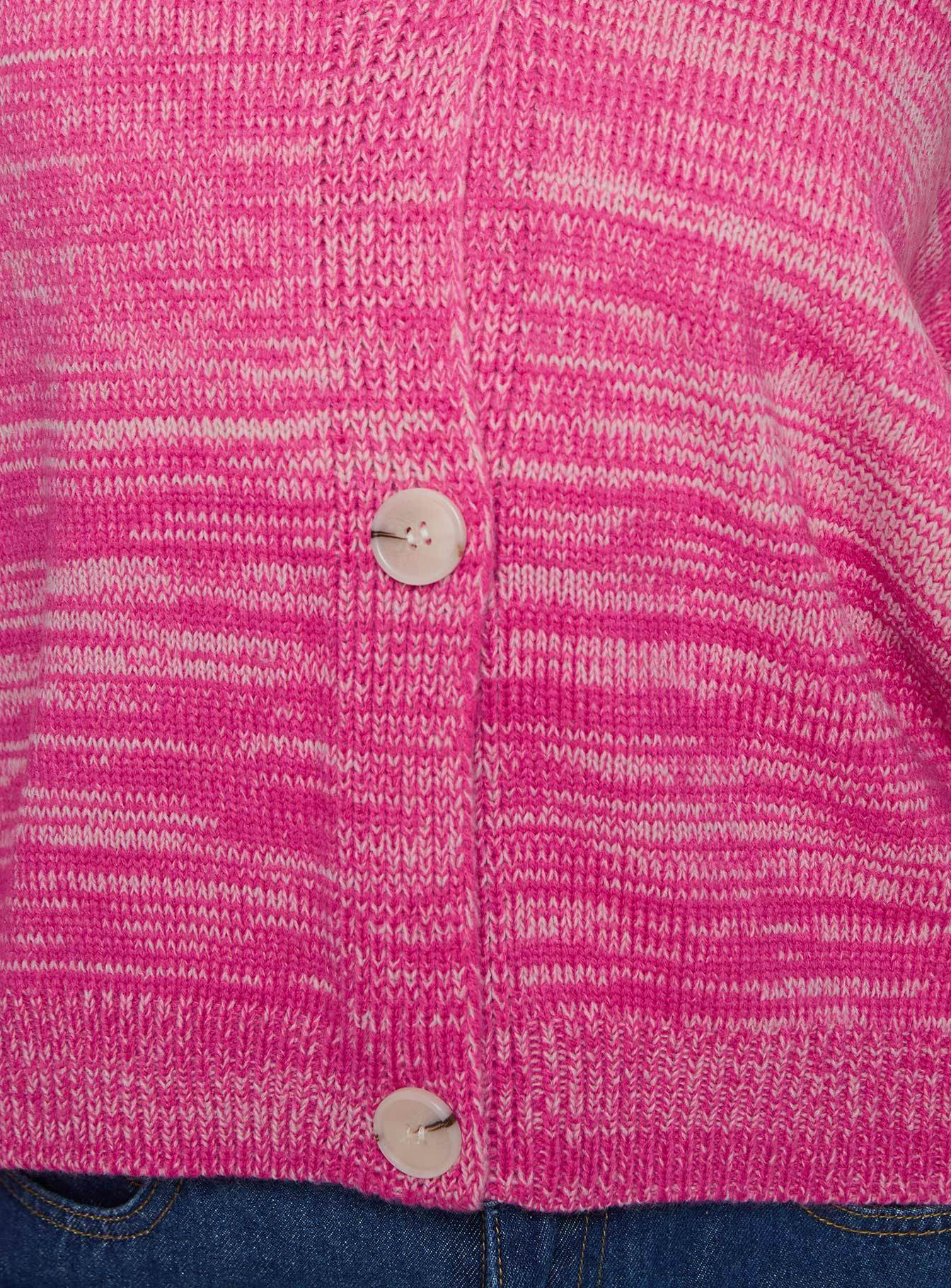Customized Pink Ombre Knit Cardigan – Wholesale Lightweight Cardigan with V-Neck and Button Front for Retailers