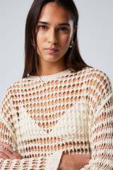 Customized Cream Mesh crochet Pullover – Wholesale Customizable Lightweight Pullover for Retailers