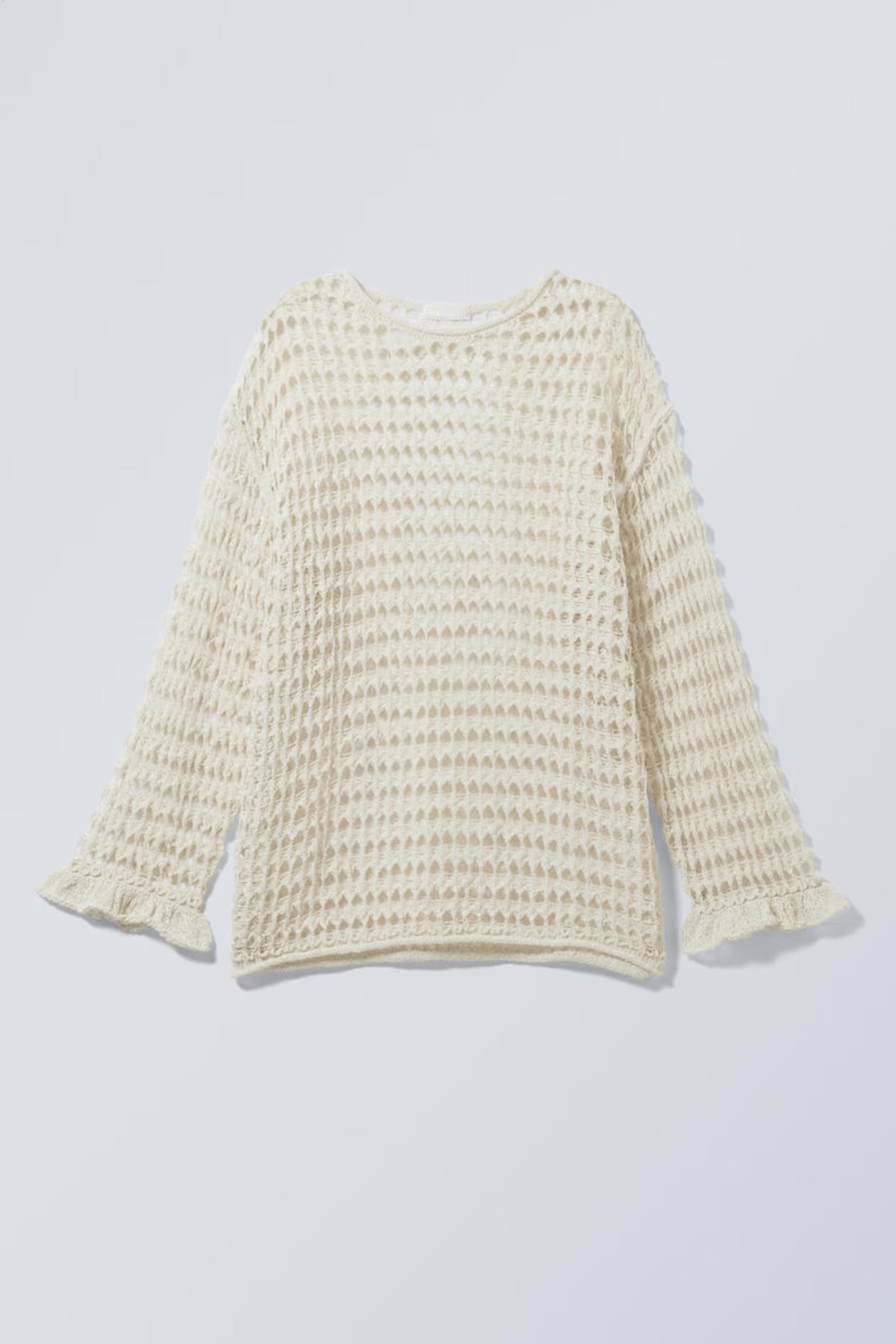 Customized Cream Mesh crochet Pullover – Wholesale Customizable Lightweight Pullover for Retailers