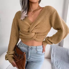 Factory Direct Knot-Front Knit Sweater for Wholesale - Customizable & Stylish Sweater for Retailers