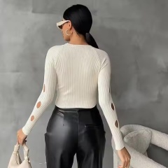 Wholesale Custom Cut-Out Ribbed Knit Crop Top for Women - Modern & Trendy Design for Fashion Retailers