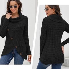 Wholesale Chunky Knit Button-Up Sweater with Cowl Neck – Customizable, High-Quality Knitwear for Manufacturers