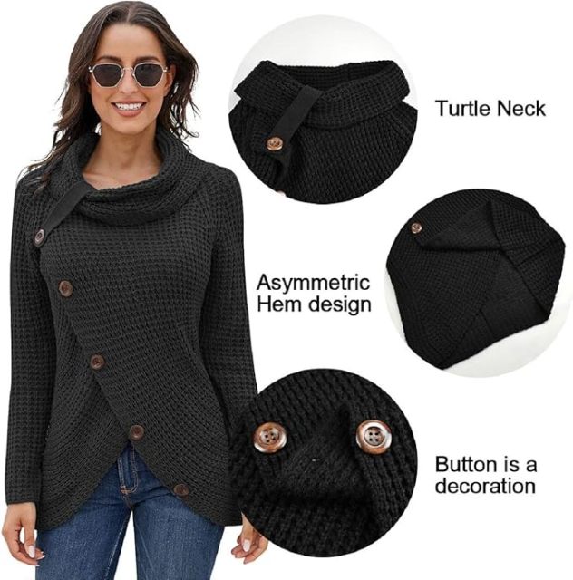 Wholesale Chunky Knit Button-Up Sweater with Cowl Neck – Customizable, High-Quality Knitwear for Manufacturers