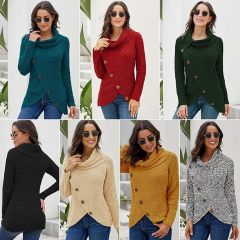 Wholesale Chunky Knit Button-Up Sweater with Cowl Neck – Customizable, High-Quality Knitwear for Manufacturers