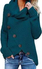 Wholesale Chunky Knit Button-Up Sweater with Cowl Neck – Customizable, High-Quality Knitwear for Manufacturers