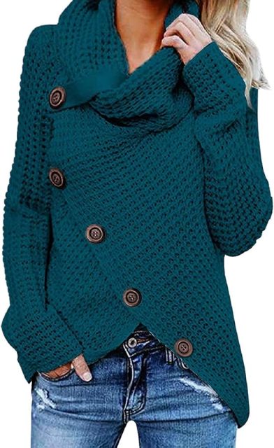 Wholesale Chunky Knit Button-Up Sweater with Cowl Neck – Customizable, High-Quality Knitwear for Manufacturers