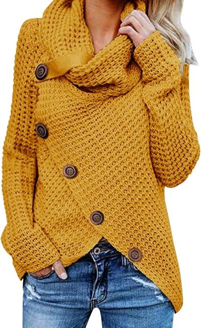 Wholesale Chunky Knit Button-Up Sweater with Cowl Neck – Customizable, High-Quality Knitwear for Manufacturers