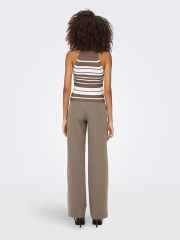 Factory Direct Striped Ribbed Sleeveless Top in Brown and White – Customizable Women’s Knit Top Manufacturer | Jubaodi