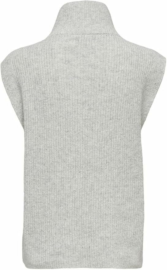 Custom Sleeveless Knit Mock Neck Zip-Up Sweater in Light Grey – ODM/OEM Women’s Sweater Manufacturer | Jubaodi