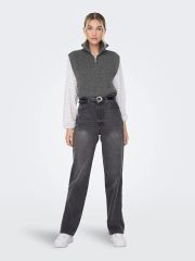 Custom Sleeveless Knit Mock Neck Zip-Up Sweater in Light Grey – ODM/OEM Women’s Sweater Manufacturer | Jubaodi