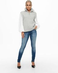 Custom Sleeveless Knit Mock Neck Zip-Up Sweater in Light Grey – ODM/OEM Women’s Sweater Manufacturer | Jubaodi