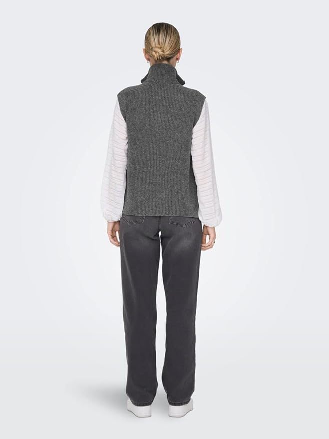 Custom Sleeveless Knit Mock Neck Zip-Up Sweater in Light Grey – ODM/OEM Women’s Sweater Manufacturer | Jubaodi
